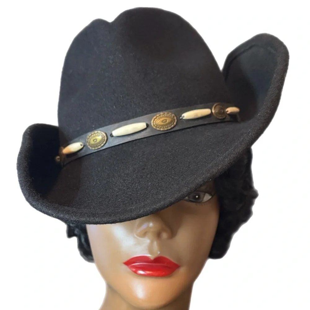 Vintage Black Wool Scala Western Hat